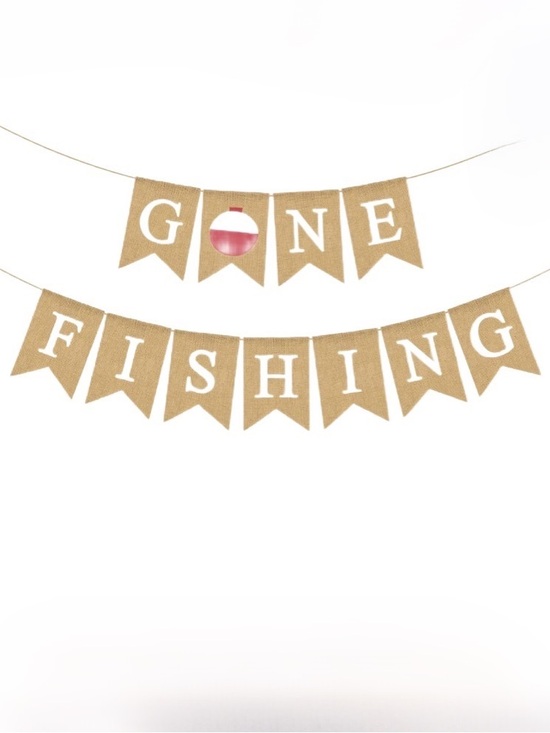 Other - Burlap "Gone Fishing" Party Banner - Natural